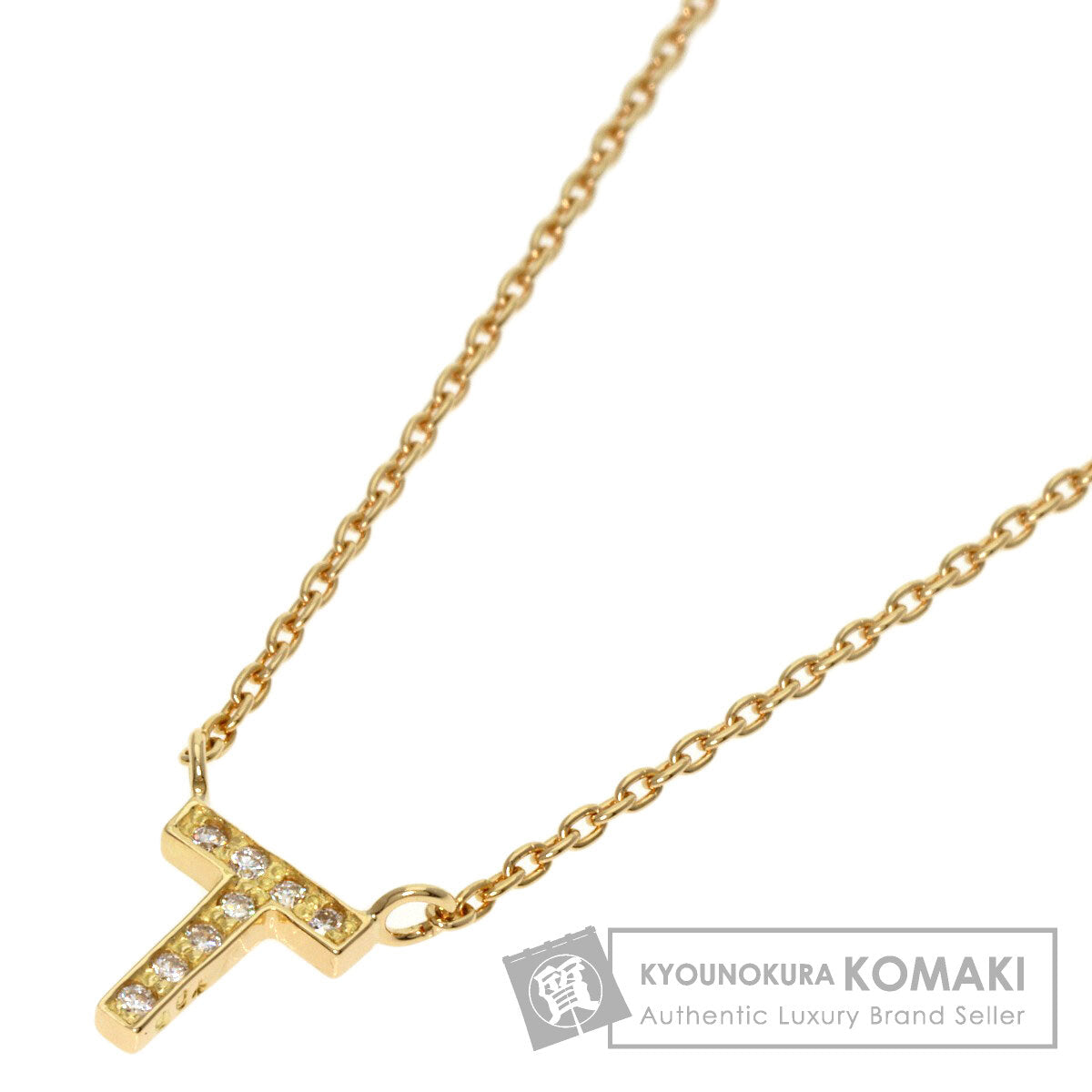 STAR JEWELRY Initial T Necklace K18 Yellow Gold Ladies [Used]