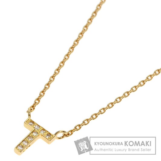 STAR JEWELRY Initial T Necklace K18 Yellow Gold Ladies [Used]