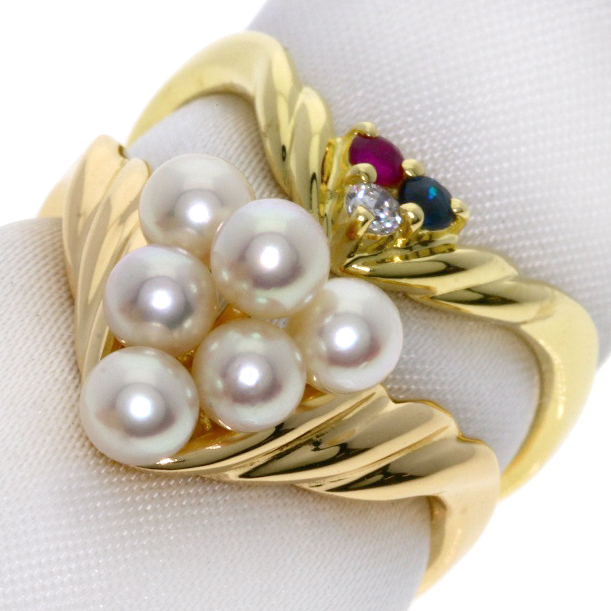 TASAKI   Ring 2 Set Rings Pearl Pearl Sapphire Ruby Diamond K18 Yellow Gold 18K Pink GoldLadies