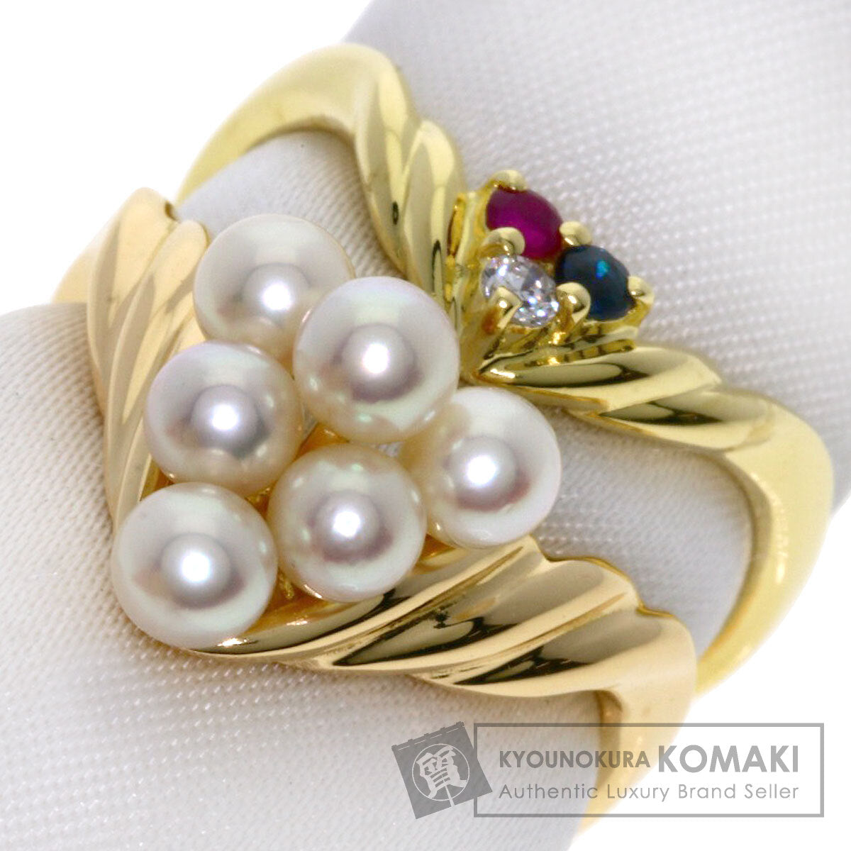 TASAKI   Ring 2 Set Rings Pearl Pearl Sapphire Ruby Diamond K18 Yellow Gold 18K Pink GoldLadies