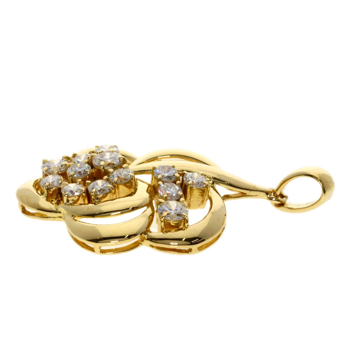 MIKIMOTO Diamond Pendant top K18 Yellow Gold Ladies [Used]
