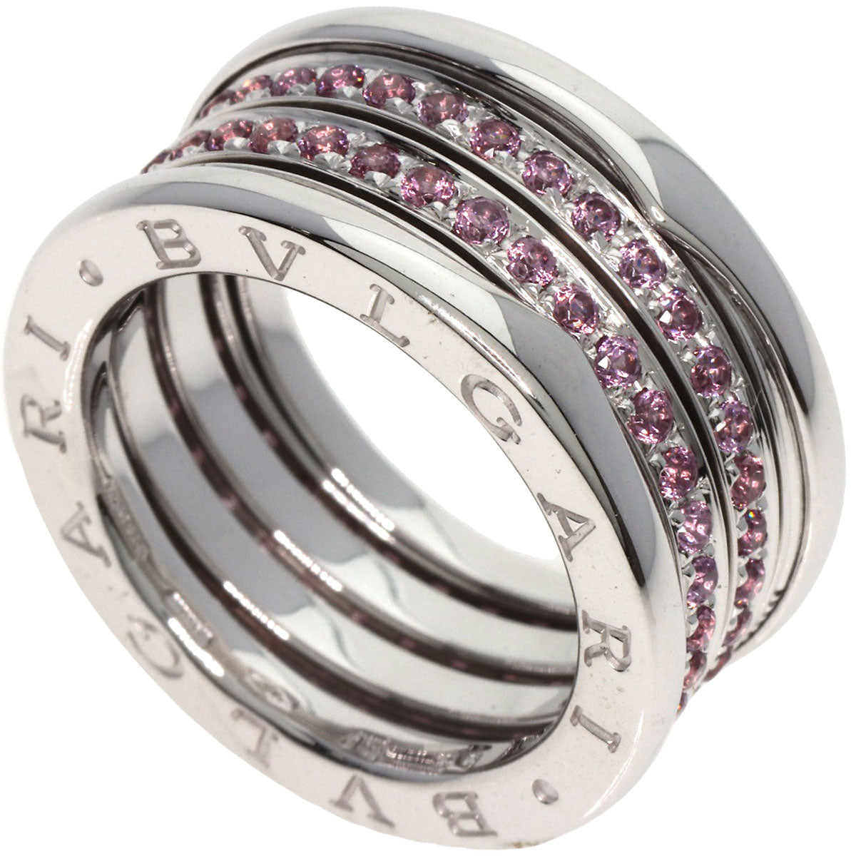 BVLGARI   Ring B.zero1 3 band Garnet #55 K18 White Gold Ladies