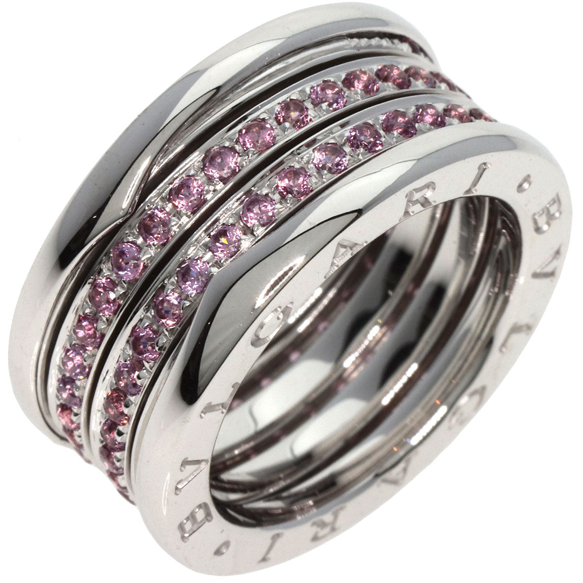 BVLGARI   Ring B.zero1 3 band Garnet #55 K18 White Gold Ladies