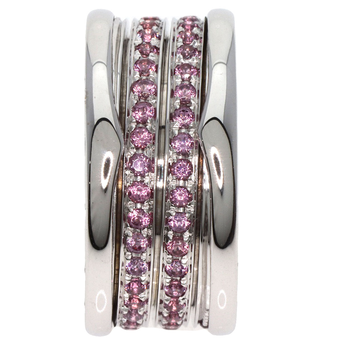 BVLGARI B.zero1 3 band Garnet #55 Ring K18 White Gold Ladies [Used]