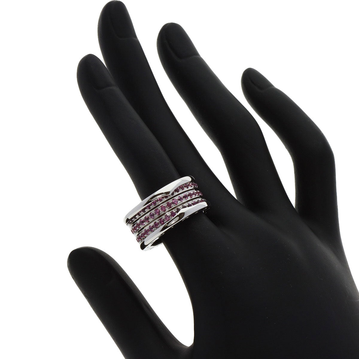 BVLGARI B.zero1 3 band Garnet #55 Ring K18 White Gold Ladies [Used]