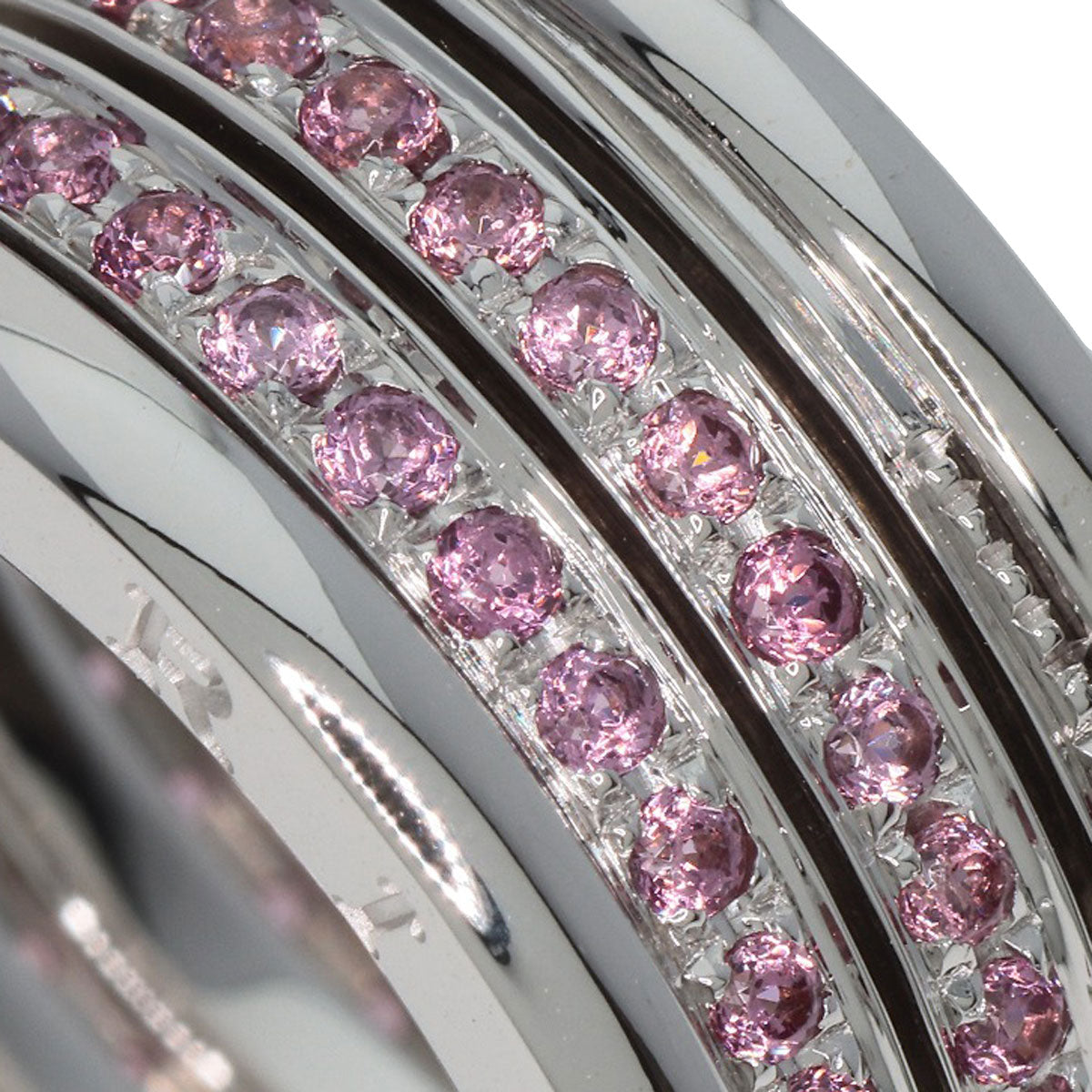 BVLGARI B.zero1 3 band Garnet #55 Ring K18 White Gold Ladies [Used]