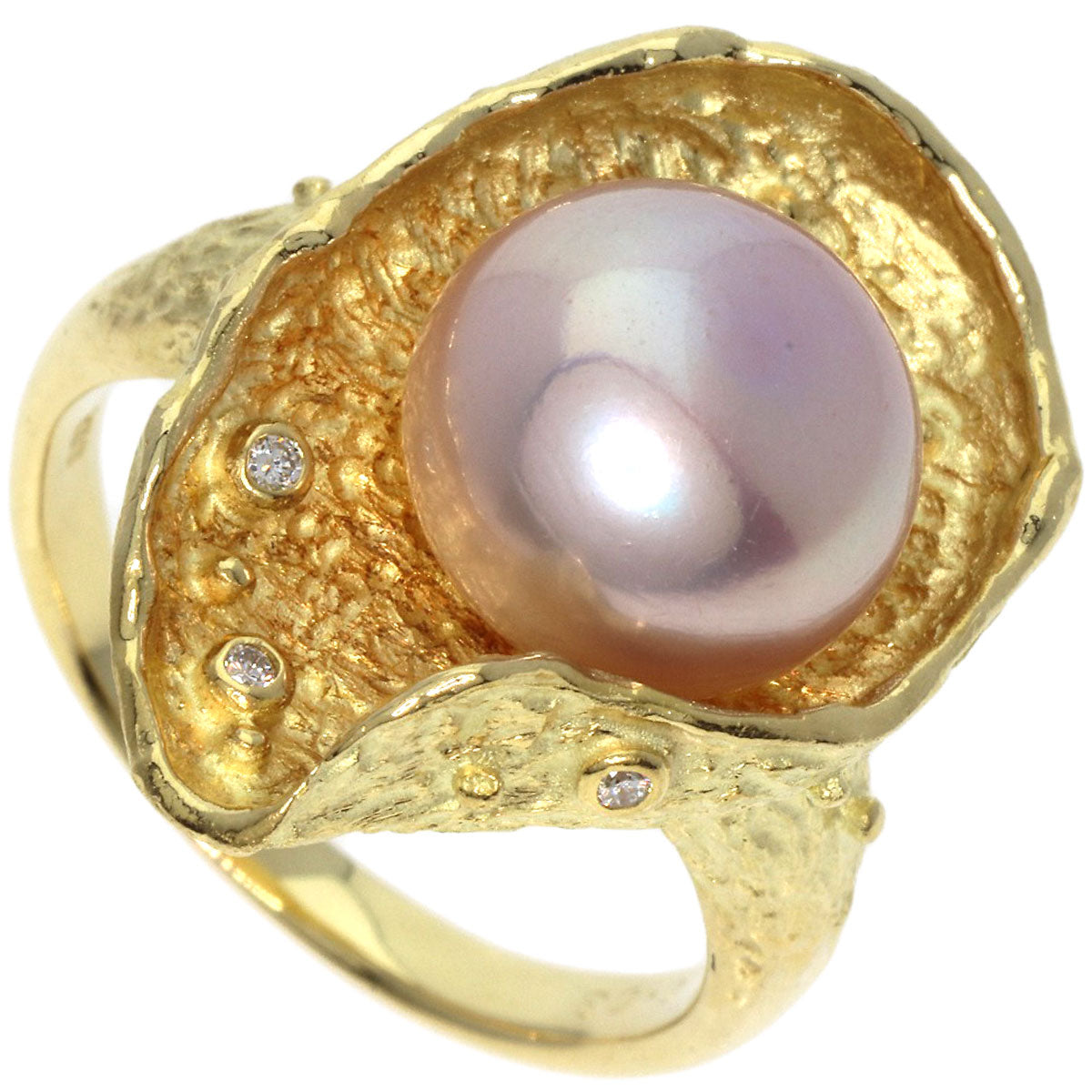 Pearl Pearl Diamond Ring K18 Yellow Gold  10.5g　Ladies