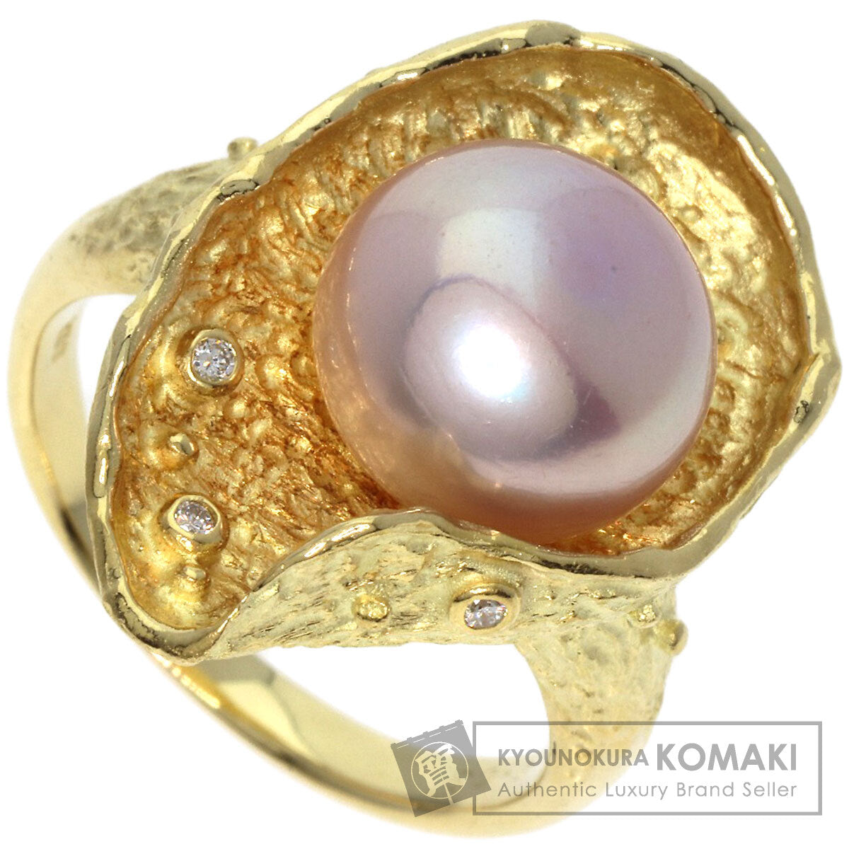 Pearl Pearl Diamond Ring K18 Yellow Gold  10.5g　Ladies