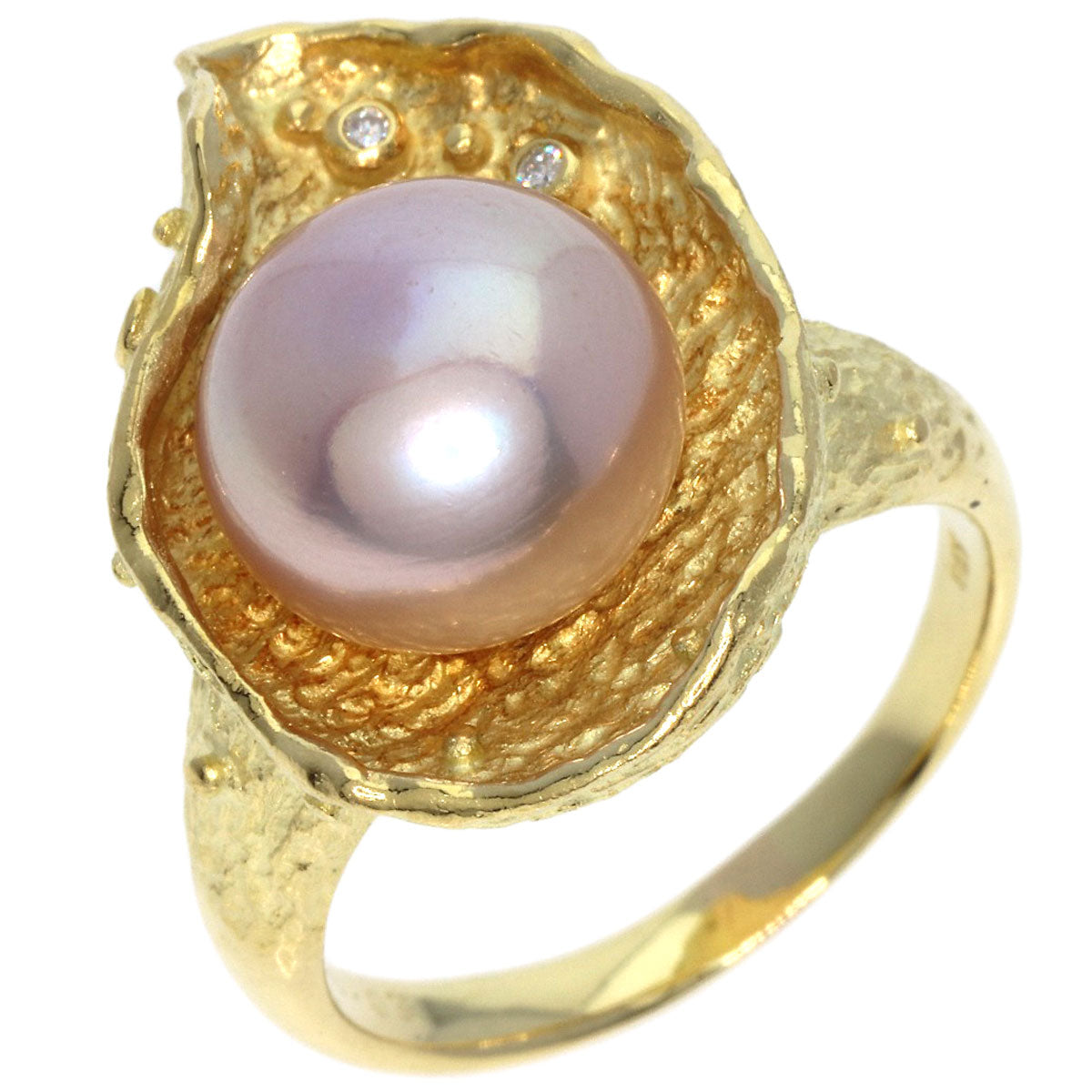 Pearl Pearl Diamond Ring K18 Yellow Gold  10.5g　Ladies