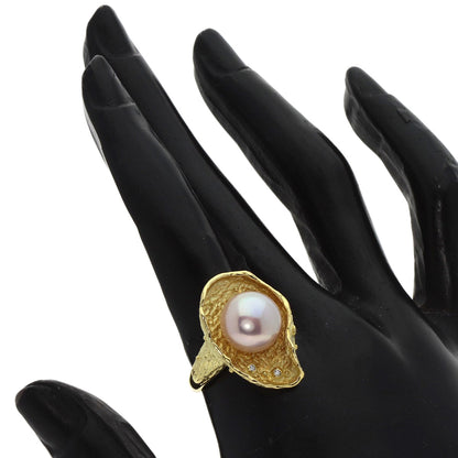 Pearl Pearl Diamond Ring K18 Yellow Gold  10.5g　Ladies