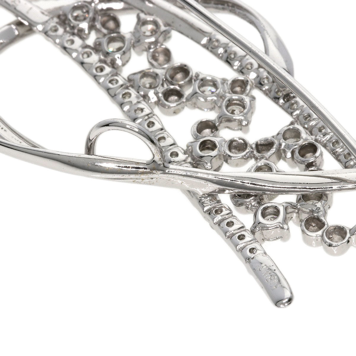 1.51ct Diamond Brooch K18 White Gold K14WG 8.52g　Ladies