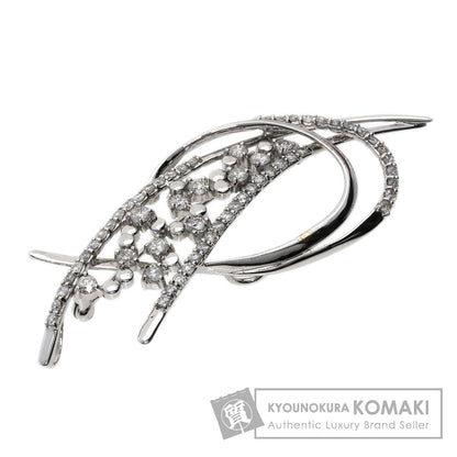 1.51ct Diamond Brooch K18 White Gold K14WG 8.52g　Ladies