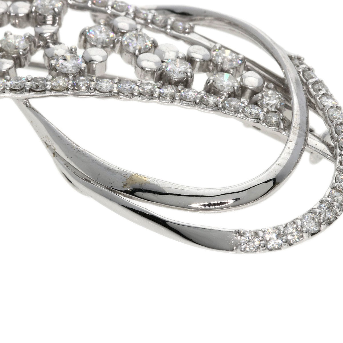 1.51ct Diamond Brooch K18 White Gold K14WG 8.52g　Ladies