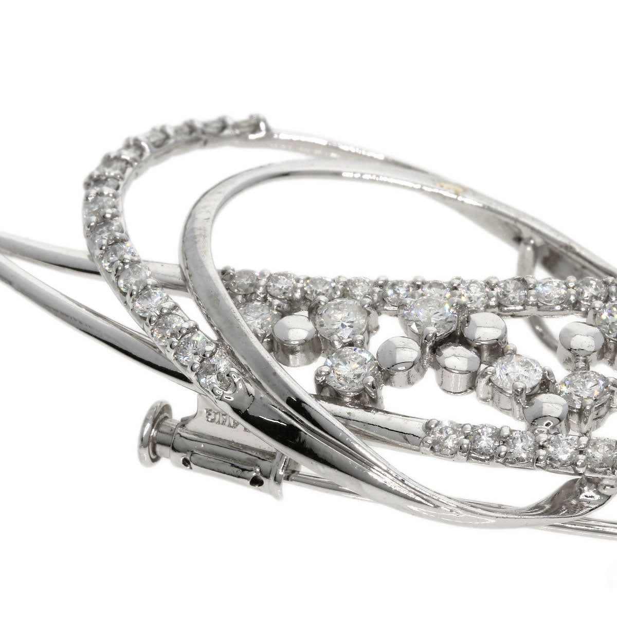 1.51ct Diamond Brooch K18 White Gold K14WG 8.52g　Ladies