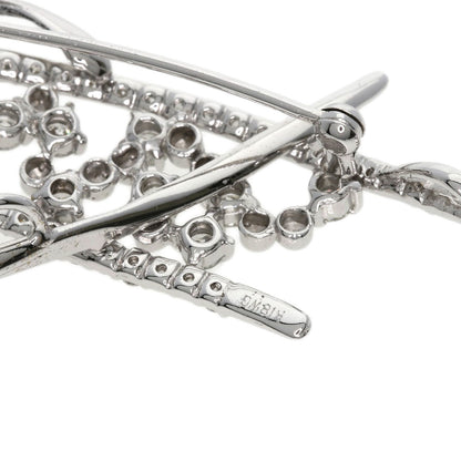 1.51ct Diamond Brooch K18 White Gold K14WG 8.52g　Ladies