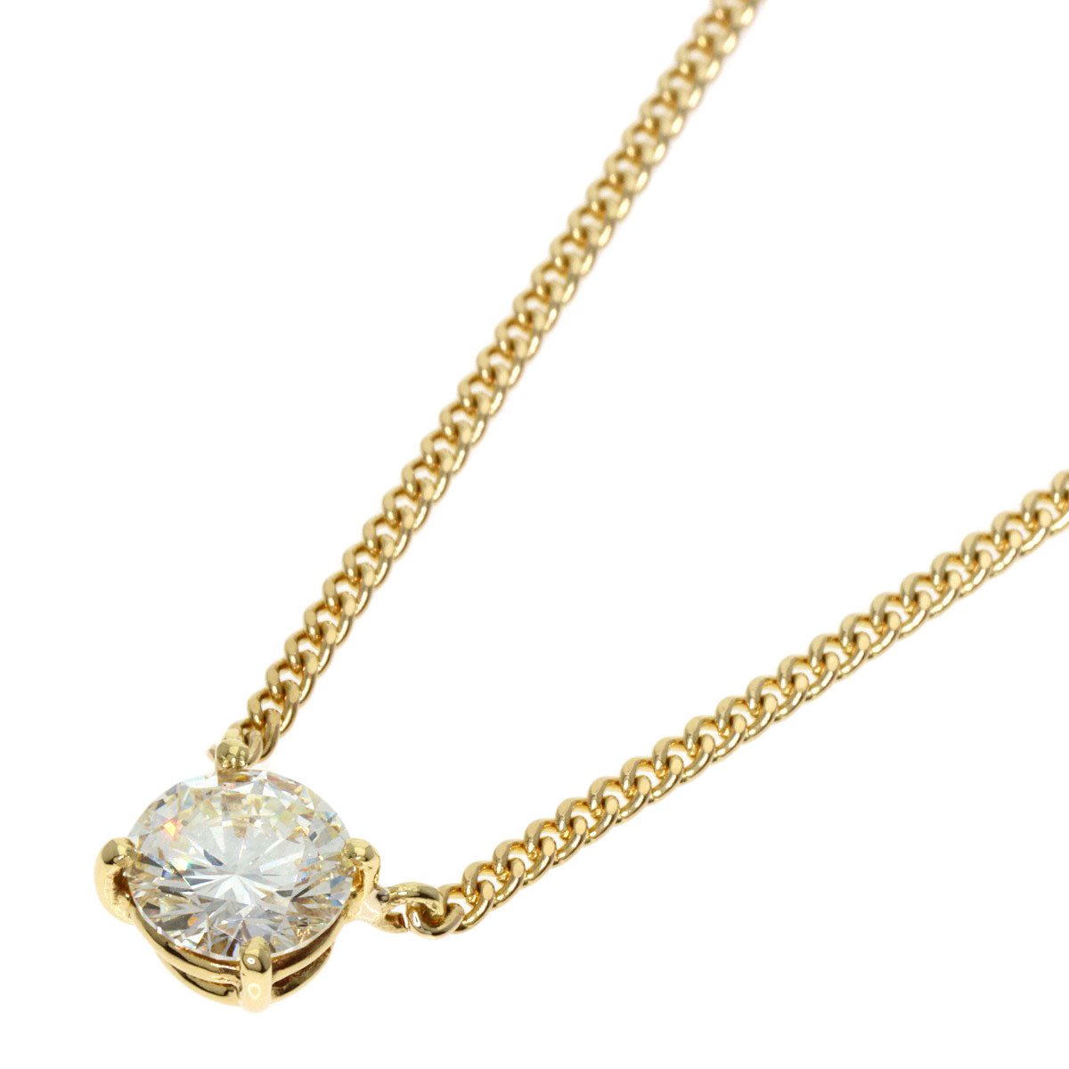 1P Diamond Necklace K18 Yellow Gold  4.3g　Ladies