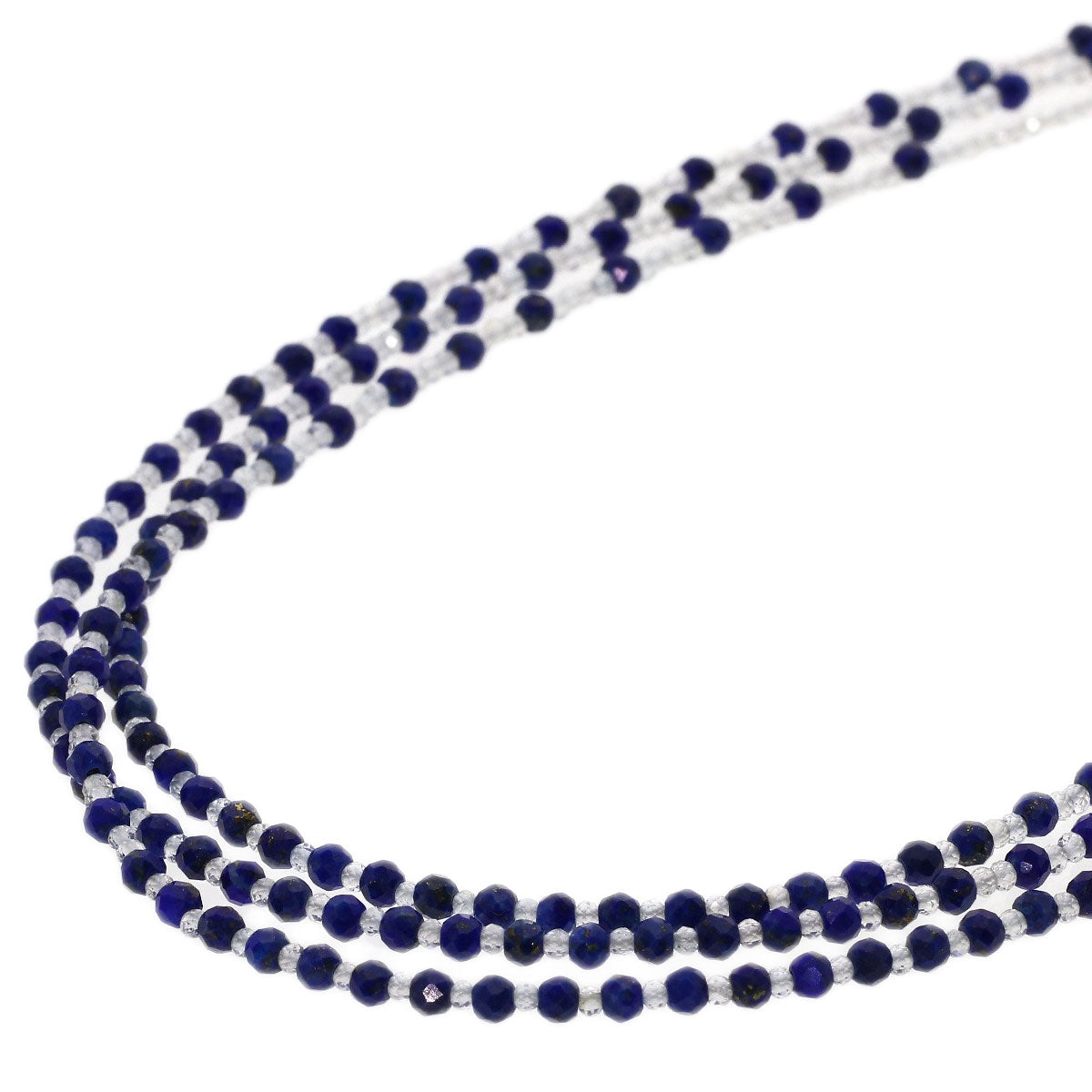 Crystal Lapis Lazuli & Azure stone 3 rows Necklace Silver 19.1g　Ladies