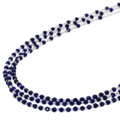 Crystal Lapis Lazuli & Azure stone 3 rows Necklace Silver 19.1g　Ladies