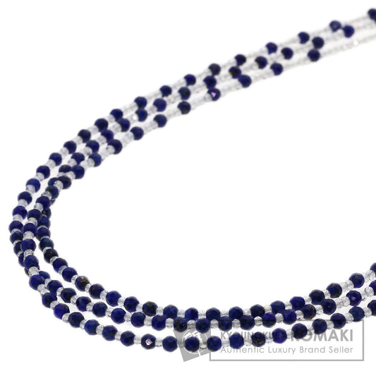 Crystal Lapis Lazuli & Azure stone 3 rows Necklace Silver 19.1g　Ladies