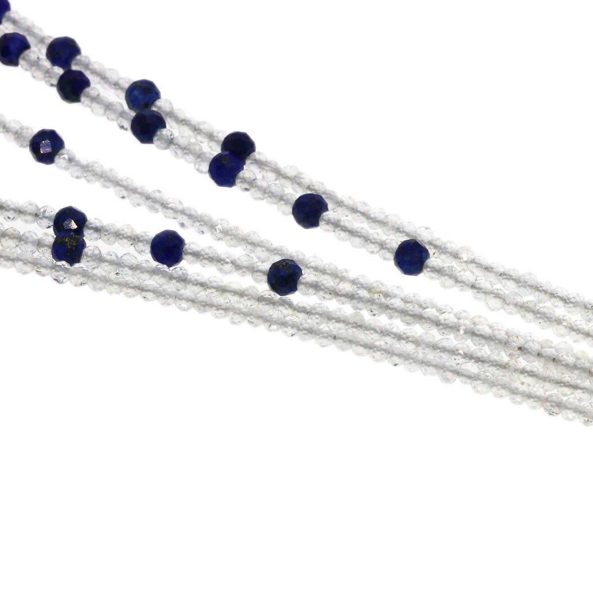 Crystal Lapis Lazuli & Azure stone 3 rows Necklace Silver 19.1g　Ladies