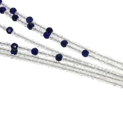 Crystal Lapis Lazuli & Azure stone 3 rows Necklace Silver 19.1g　Ladies