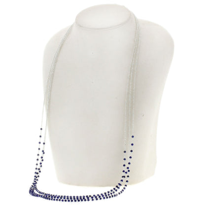 Crystal Lapis Lazuli & Azure stone 3 rows Necklace Silver 19.1g　Ladies