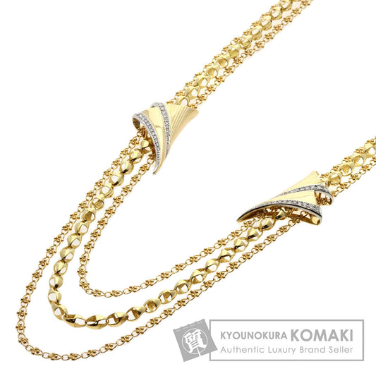 Jeunet   Necklace Diamond 3 Chain K18 Yellow Gold PT900Ladies