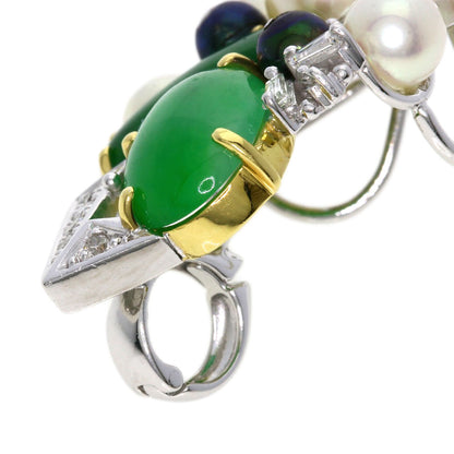 1.23ct Jade stone Jade Pearl Pearl Diamond Pendant top K18 White Gold 18K Yellow Gold 8.8g　Ladies