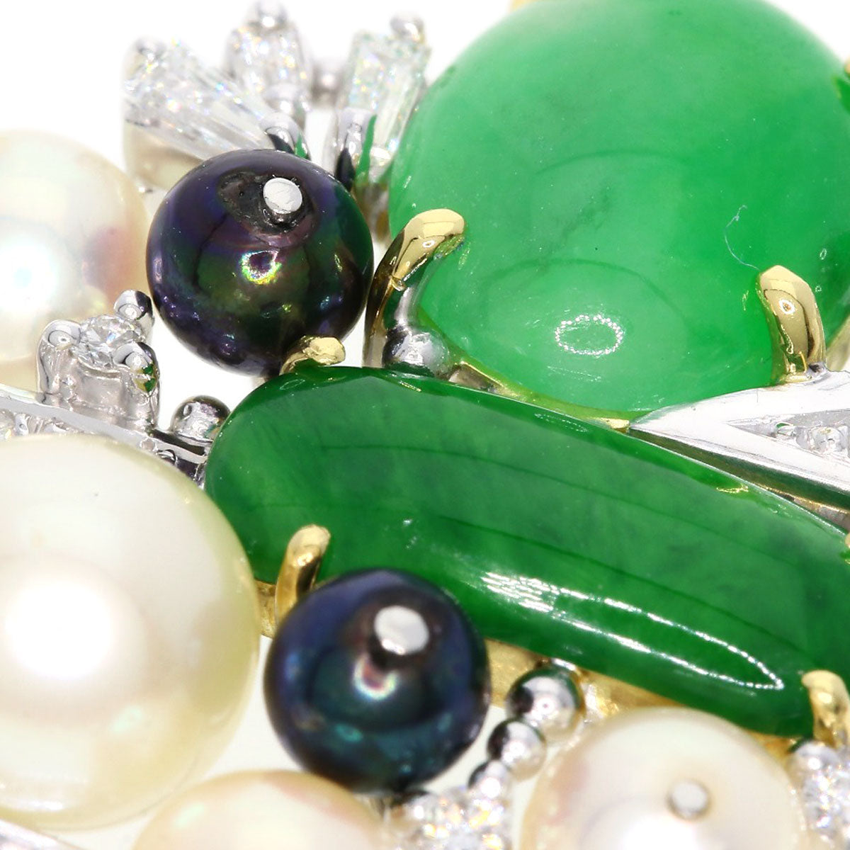 1.23ct Jade stone Jade Pearl Pearl Diamond Pendant top K18 White Gold 18K Yellow Gold 8.8g　Ladies