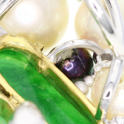 1.23ct Jade stone Jade Pearl Pearl Diamond Pendant top K18 White Gold 18K Yellow Gold 8.8g　Ladies
