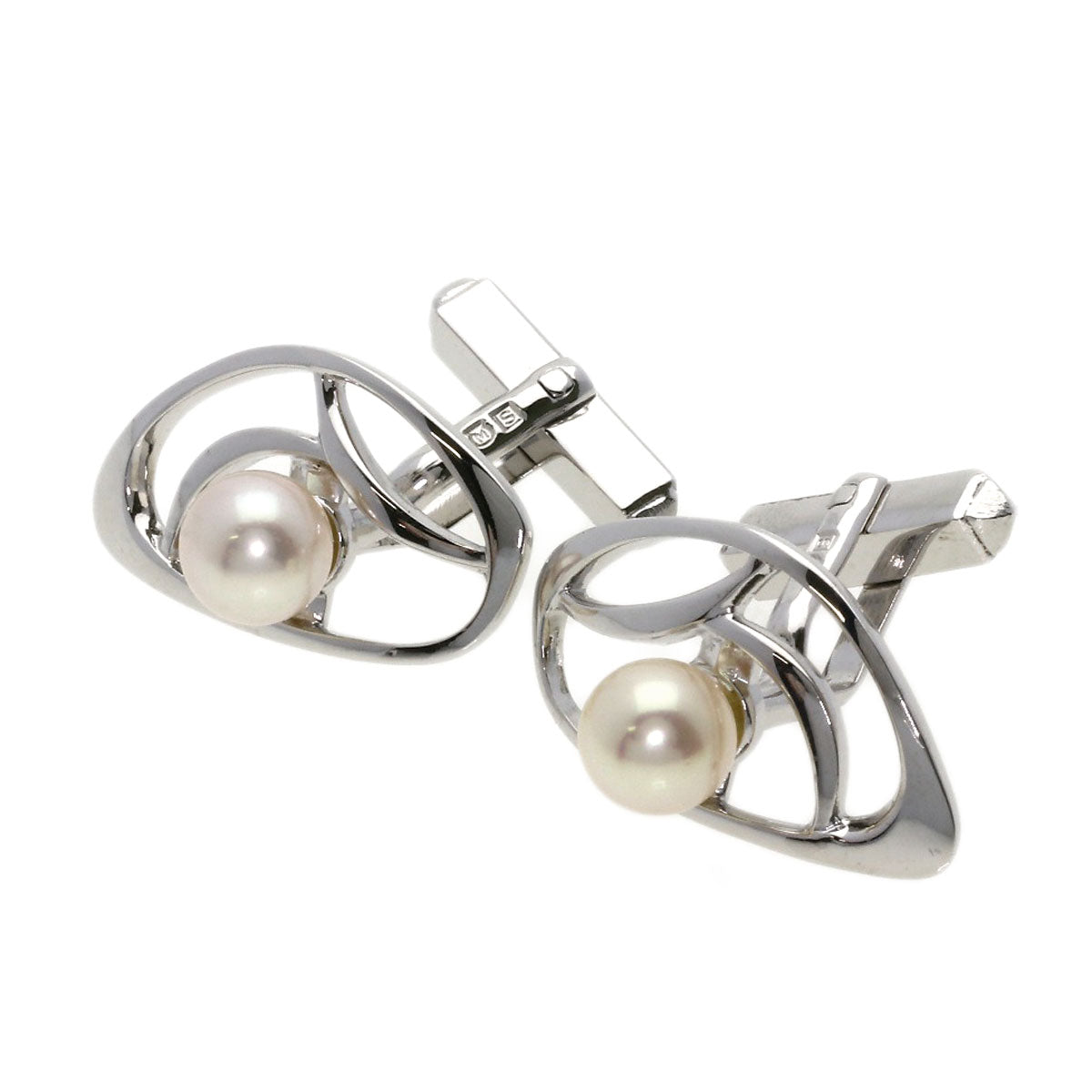 MIKIMOTO   cuffs Pearl Pearl Pin Brooch 2-piece set Silver mens