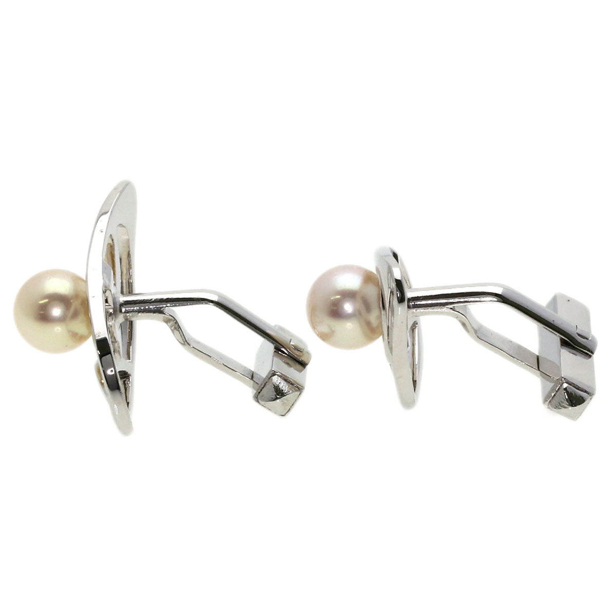 MIKIMOTO   cuffs Pearl Pearl Pin Brooch 2-piece set Silver mens