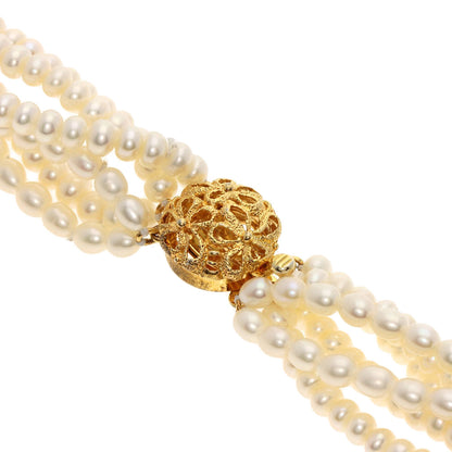 Freshwater Pearl Pearl 6-strand Necklace Silver 18K Yellow Gold 131.7g　Ladies