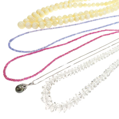 Crystal Natural Stone Necklace 5-piece set Necklace Silver  34.3g　Ladies