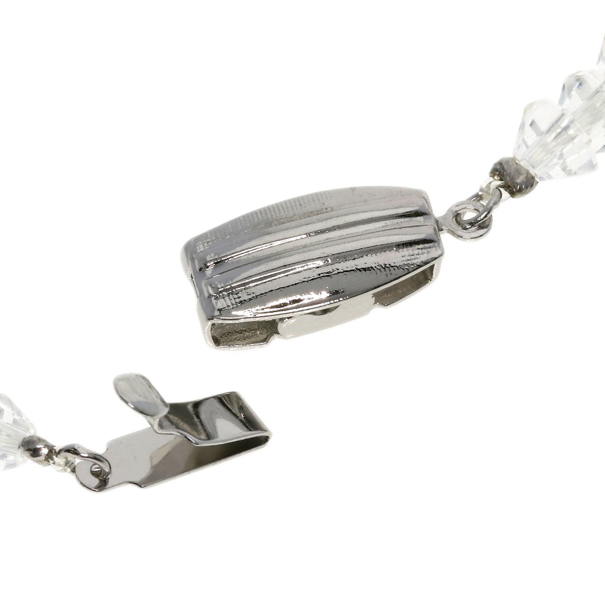 Crystal and freshwater pearl set of 2 Necklace Silver 47.6g　Ladies