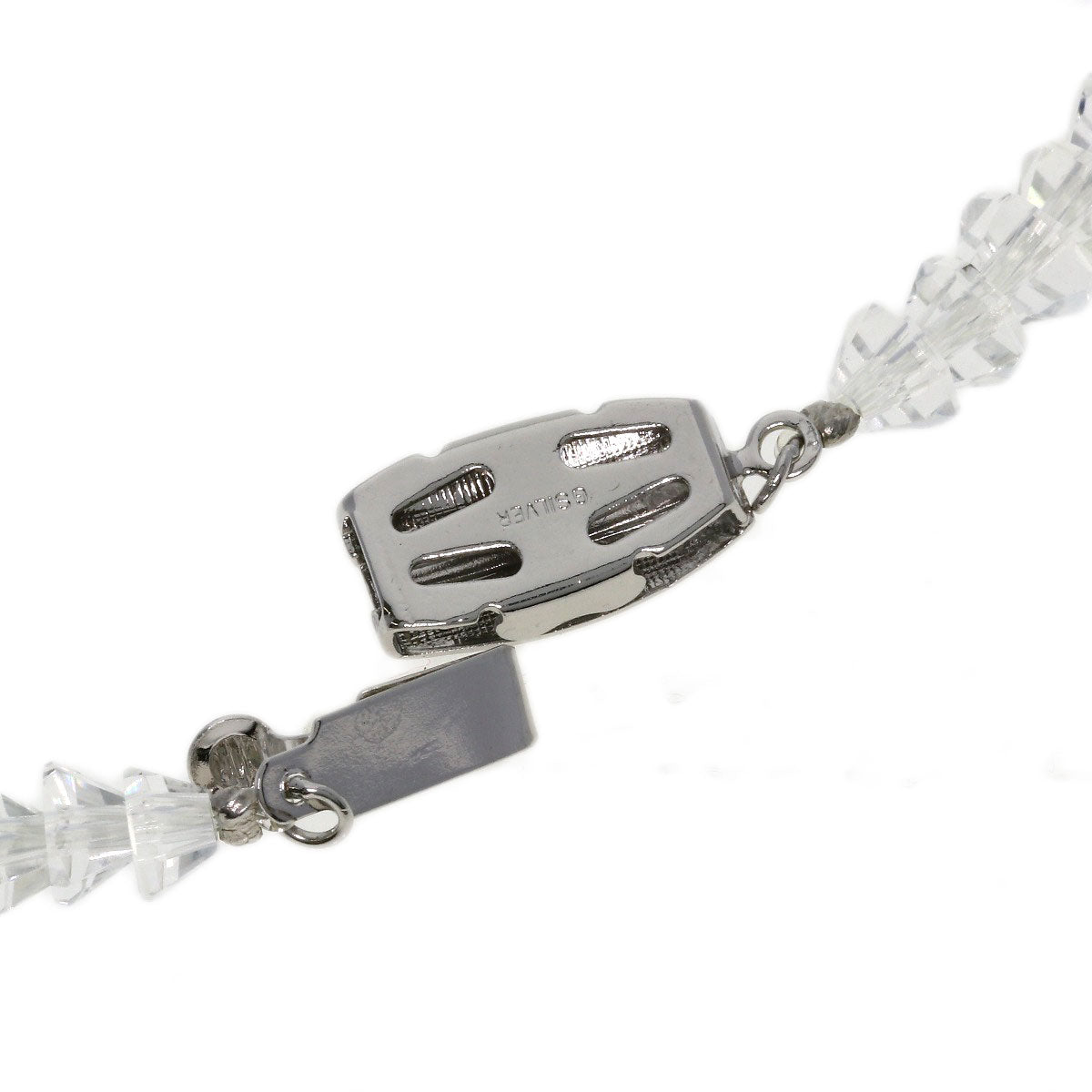 Crystal and freshwater pearl set of 2 Necklace Silver 47.6g　Ladies