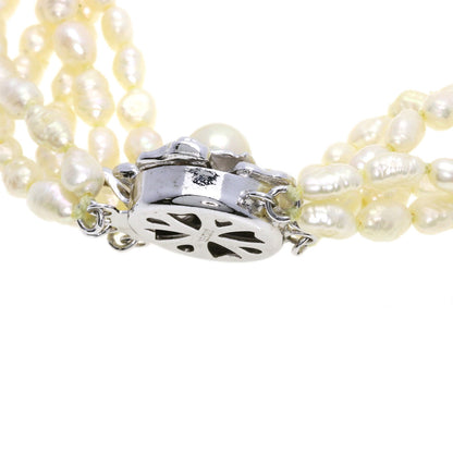 Crystal and freshwater pearl set of 2 Necklace Silver 47.6g　Ladies