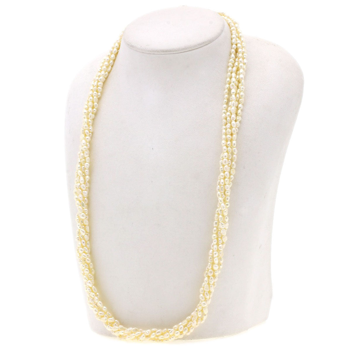 Crystal and freshwater pearl set of 2 Necklace Silver 47.6g　Ladies