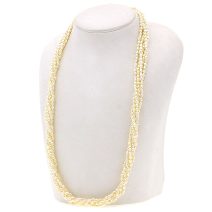 Crystal and freshwater pearl set of 2 Necklace Silver 47.6g　Ladies