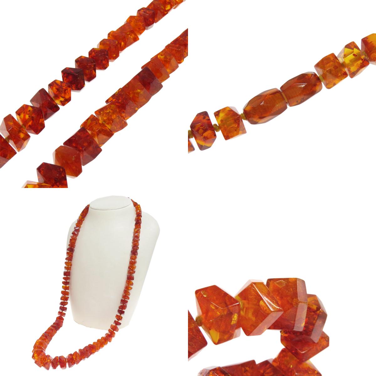 Amber Pearl Quartz 6-piece set Necklace Amber 58.7g　Ladies