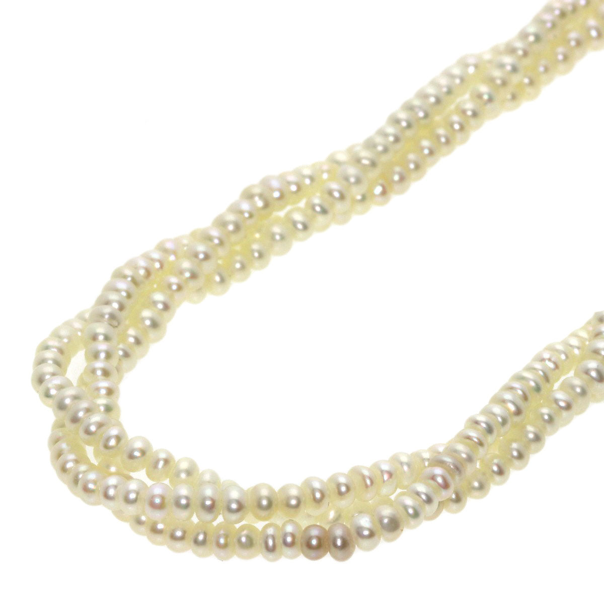 Freshwater Pearl Pearl 3 reams Necklace Silver  16.2g　Ladies