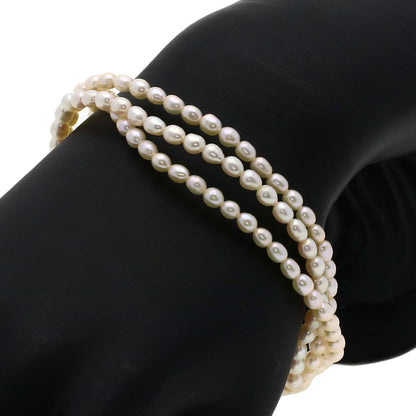 Freshwater Pearl Earring Bracelet 3-piece set Necklace Metal 53.1g　Ladies