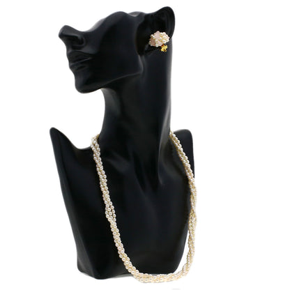 Freshwater Pearl Earring Bracelet 3-piece set Necklace Metal 53.1g　Ladies