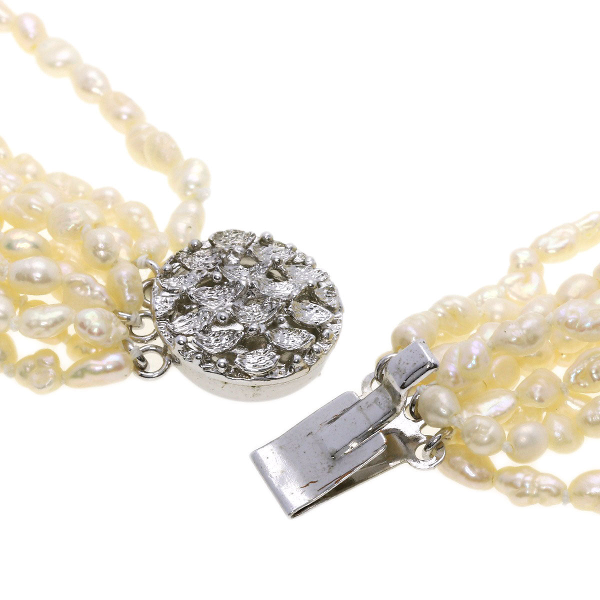 Freshwater Pearl Pearl 10 units Necklace Silver 62.2g　Ladies