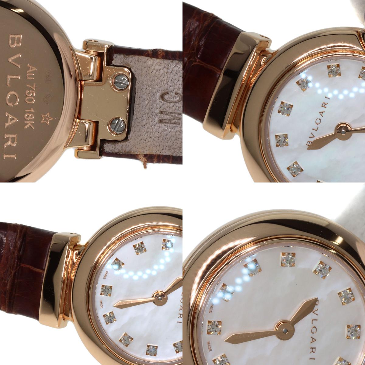 BVLGARI Lvcea Diamond Watches LUP23G K18 Pink Gold/Leather Ladies