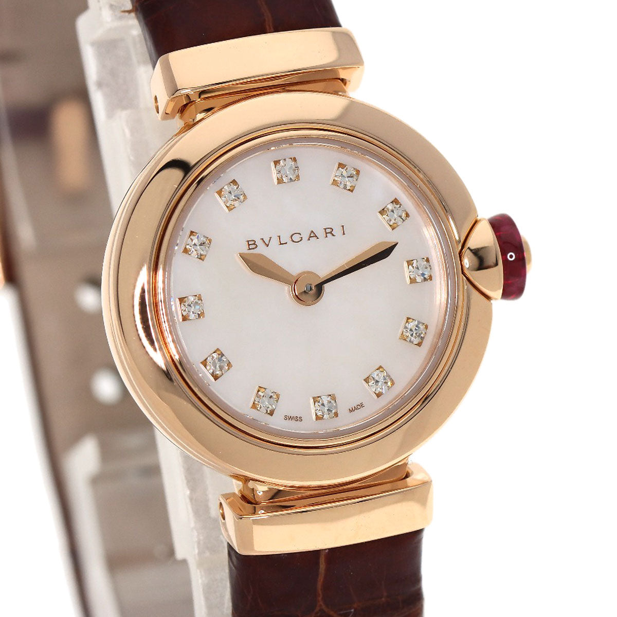 BVLGARI Lvcea Diamond Watches LUP23G K18 Pink Gold/Leather Ladies