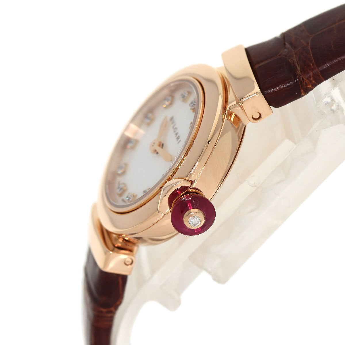 BVLGARI Lvcea Diamond Watches LUP23G K18 Pink Gold/Leather Ladies