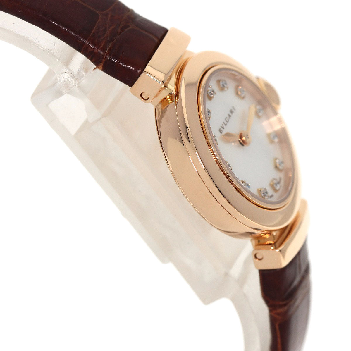 BVLGARI Lvcea Diamond Watches LUP23G K18 Pink Gold/Leather Ladies