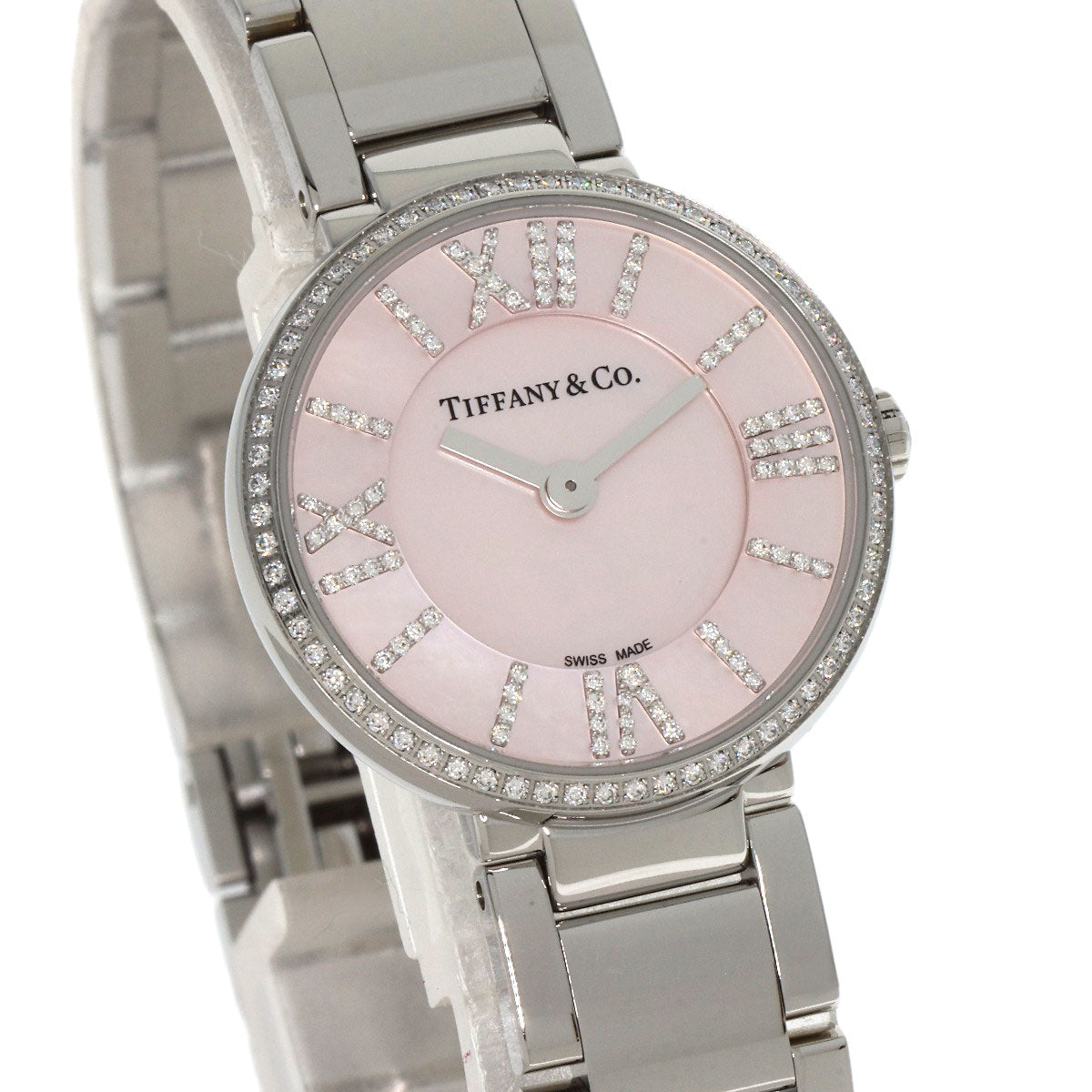 TIFFANY&Co. Atlas 2 Hand Diamond Watches Stainless Steel/Stainless Steel Ladies
