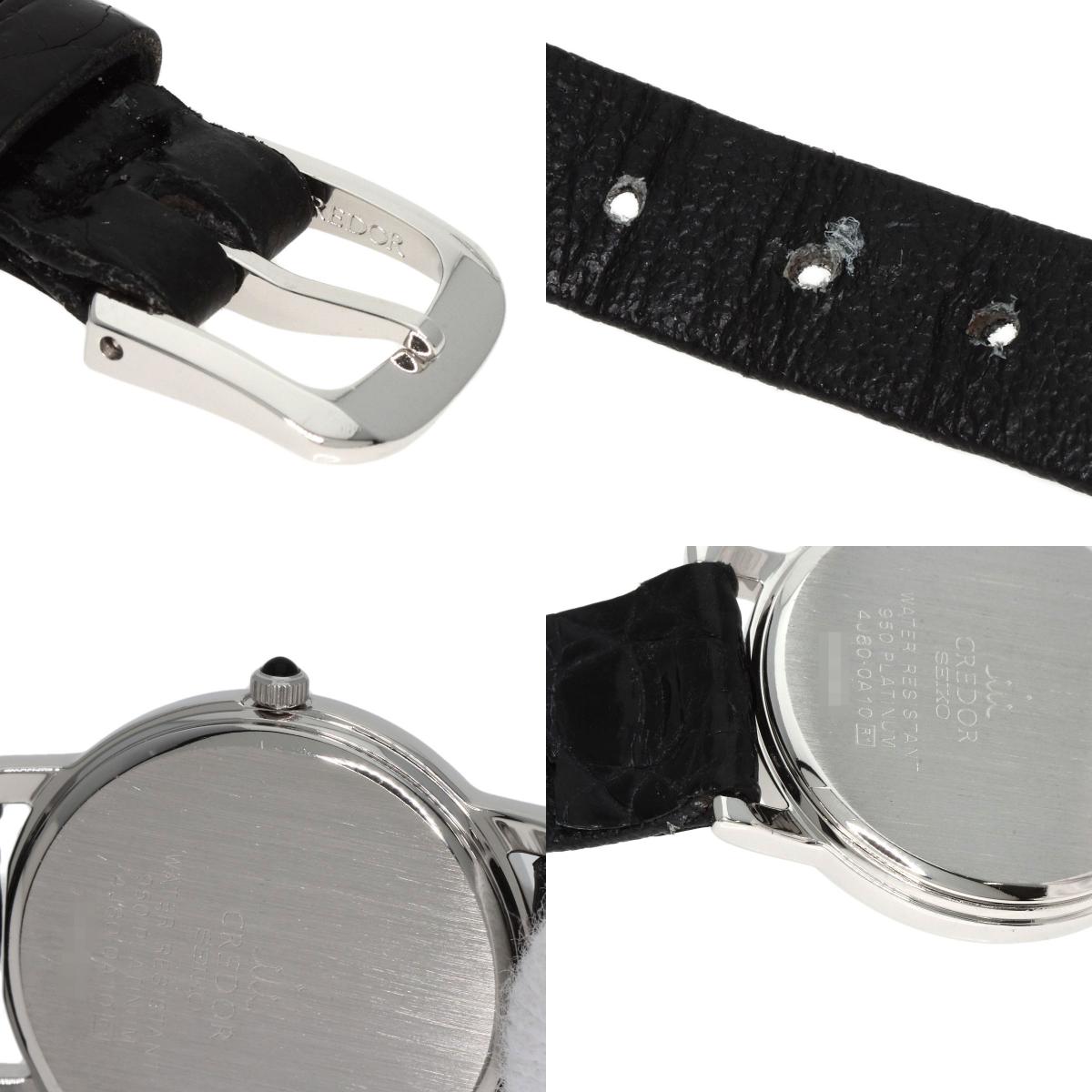 SEIKO CREDOR Watches 4J80-0A10 Platinum PT950/Leather Ladies